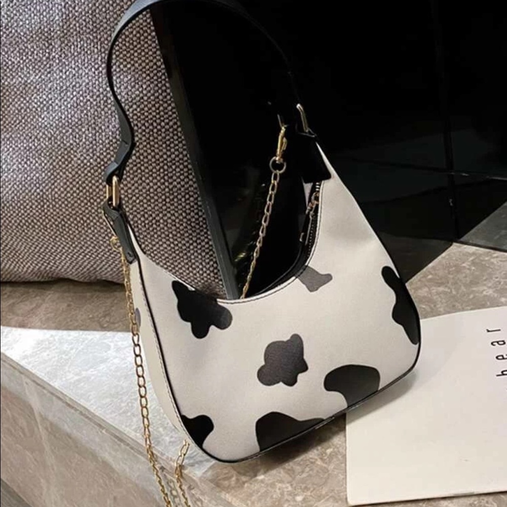 New Cow Print Baguette Bag - Picture 2 of 4